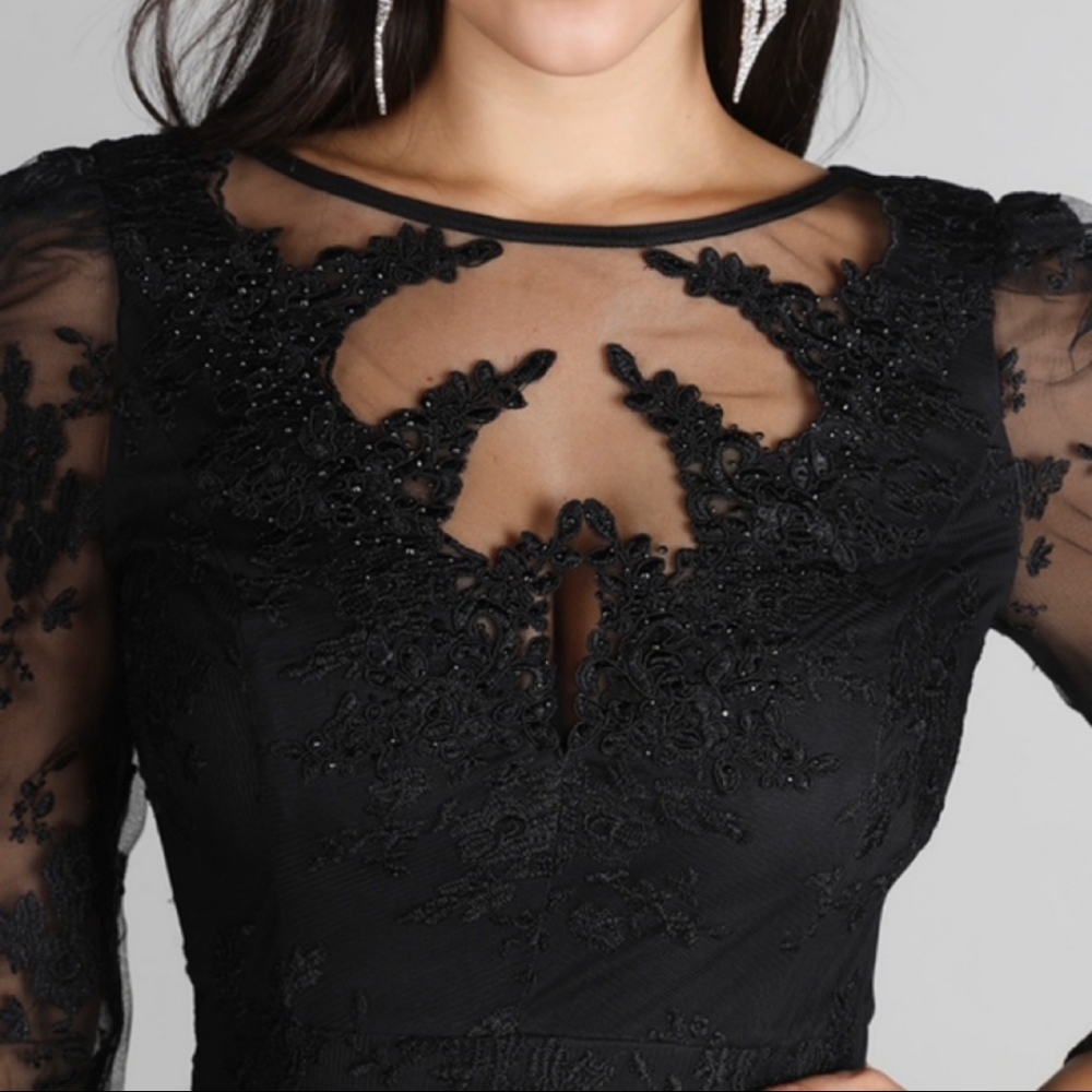 Gorgeous Beaded Lace Detail Gown - Picture 3 of 3